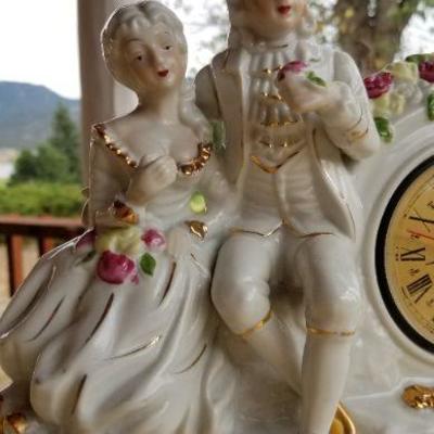 Lot #371: Vintage Porcelain Case Quartz Mantle Clock 