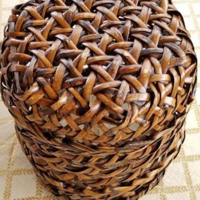 Lot #374: Vintage Woven Wicker Storage Basket