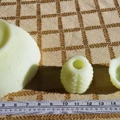Lot #385: Vintage Green Art Glass Candle Holder Dish