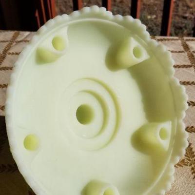 Lot #385: Vintage Green Art Glass Candle Holder Dish