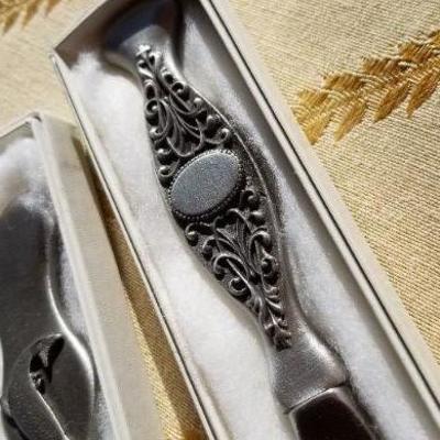 Lot #387: (2) Pewter Gift Knives 