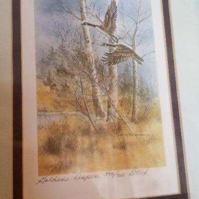 Lot #393: Vintage Signed Art Print Flying Geese