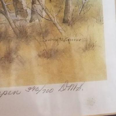 Lot #393: Vintage Signed Art Print Flying Geese