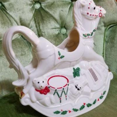 Lot #408: Vintage LENOX Santa's Holiday Toy Shop Rocking Horse