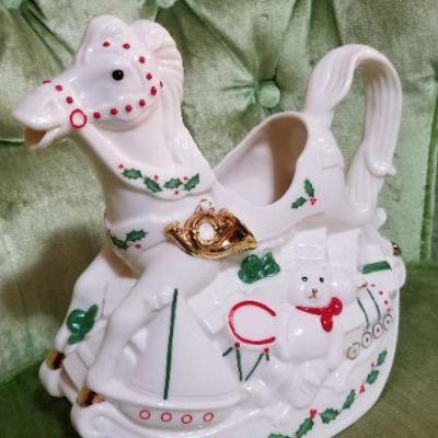 Lot #408: Vintage LENOX Santa's Holiday Toy Shop Rocking Horse