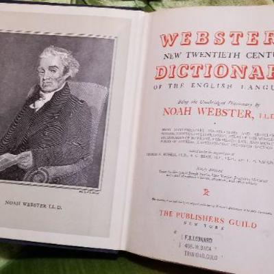 Lot #409: Vintage 1943 WEBSTER'S Dictionary Hardback Reference 376 pages