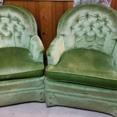 Lot #426: Set of Mid Century Modern Green Chairs