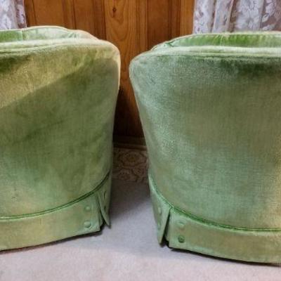 Lot #426: Set of Mid Century Modern Green Chairs