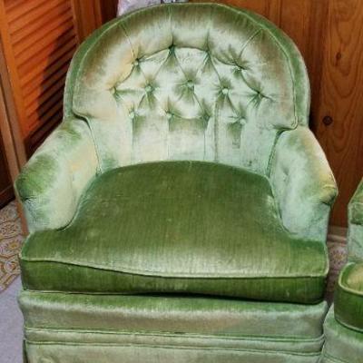 Lot #426: Set of Mid Century Modern Green Chairs