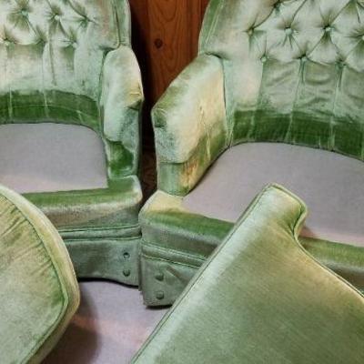 Lot #426: Set of Mid Century Modern Green Chairs