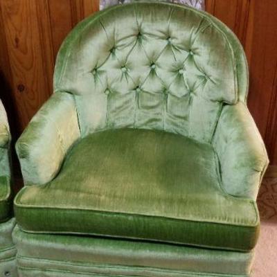 Lot #426: Set of Mid Century Modern Green Chairs