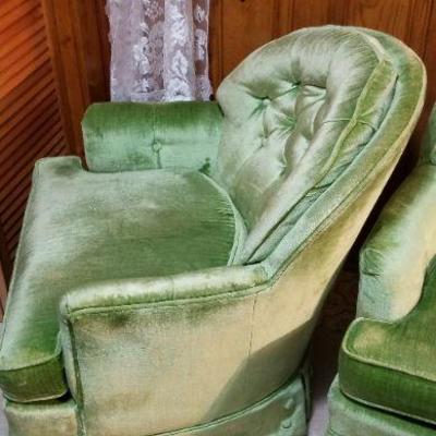 Lot #426: Set of Mid Century Modern Green Chairs