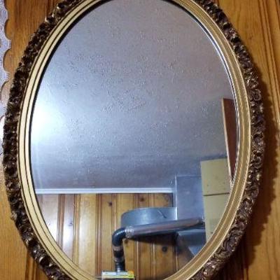 Lot #427: Vintage Mirror w/ Wood Carved Frame