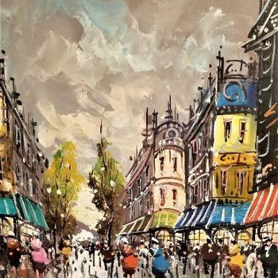 Lot #98  Original Oil on Canvas - Antonio DeVity (listed artist) - Street Scene