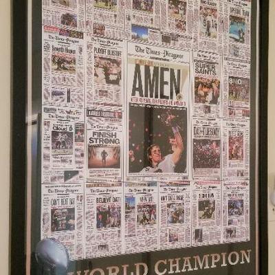 Lot #100  Saints Super Bowl Poster - Framed