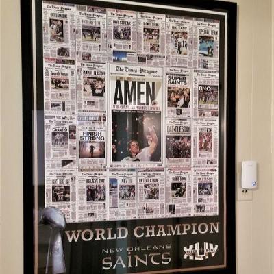 Lot #100  Saints Super Bowl Poster - Framed