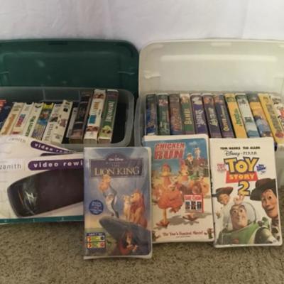 Lot #175 VHS Tapes and Zenith Video Rewinder