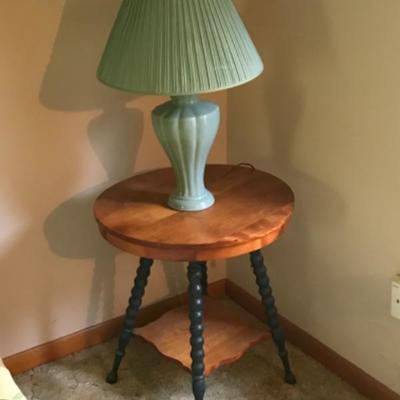 Lot #177 Small Round Table with Lamp