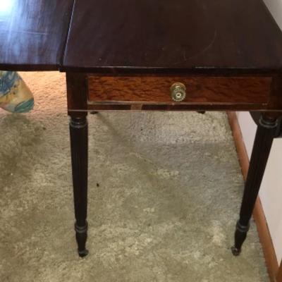 Lot #178 Rosewood Federal Scalloped Edge Drop Leaf Table And Brass Hooks