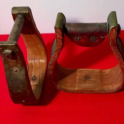 Brass Plated Wooden Stirrups