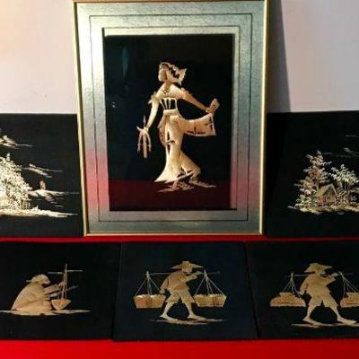 Asian Bamboo Art (Lot Of Eight)