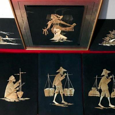 Asian Bamboo Art (Lot Of Eight)
