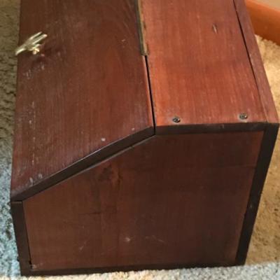 Lot #180 Large Wood Box With Cactus Handle