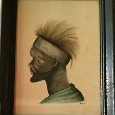 Framed Drawing Of African Man