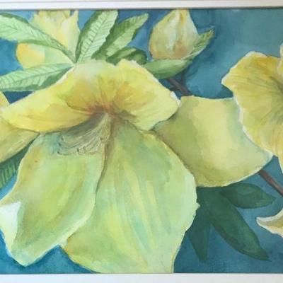 Framed Yellow Floral Watercolor By Carol Knarr