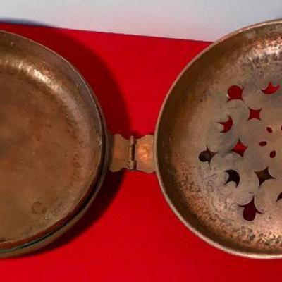 Vintage French Copper Bed Warmer With Wooden Handle