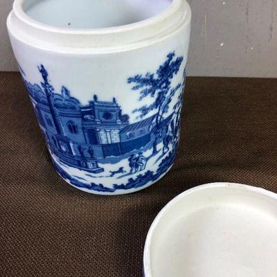 #95 Victoria Ware Blue Transfer ware Jar