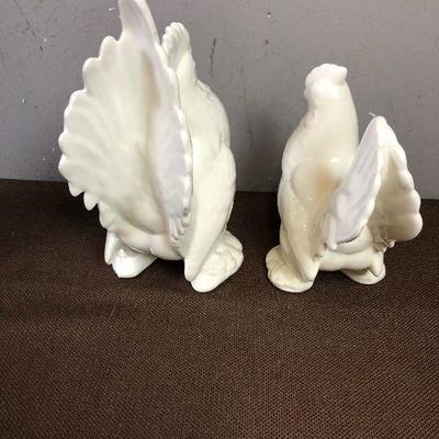 #98 Hen and Rooster White Ceramic