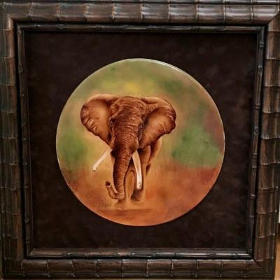 Original Framed Painting Of An Elephant By Sylviane Giacoletto