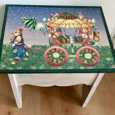 Hand Painted Tole Style Stool With Two Interchangeable Tops By Sylviane Giacoletto