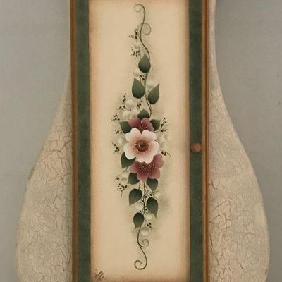 Hand Painted Tole Style Cello Shaped Cabinet By Sylviane Giacoletto