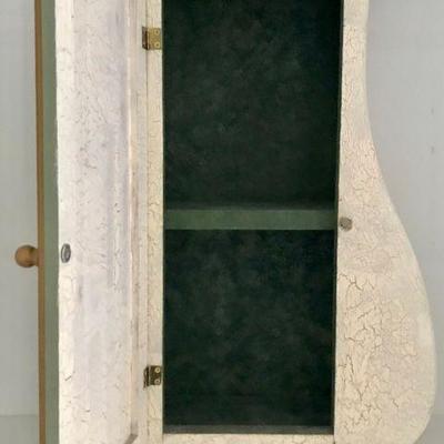 Hand Painted Tole Style Cello Shaped Cabinet By Sylviane Giacoletto