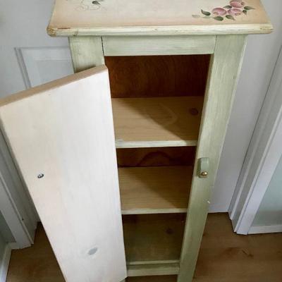 Hand Painted Tole Style Cabinet And Matching Tissue Box By Sylviane Giacoletto