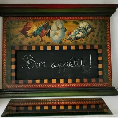 Hand Painted Tole Style Chalk Board And Interchangeable Mirror By Sylviane Giacoletto