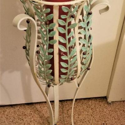 Lot #115  Metal 3-leg Candle holder - leaf/berry motif