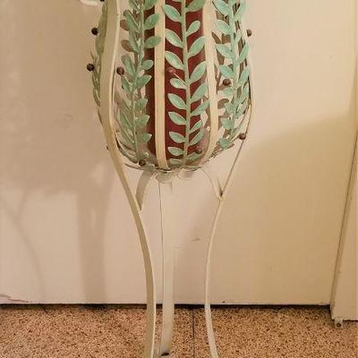 Lot #115  Metal 3-leg Candle holder - leaf/berry motif