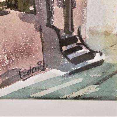 Lot #121  Original Watercolor by Listed Artist Al Federico - Pirate's Alley