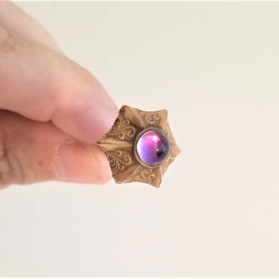 Lot #124  Antique Hatpin with 14kt Gold top - Cabochon Amethyst
