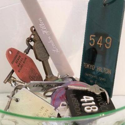 Lot #125  Large lot of Vintage Hotel Keys from all over the world - some New Orleans/Gulf Coast as well