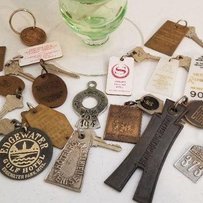 Lot #125  Large lot of Vintage Hotel Keys from all over the world - some New Orleans/Gulf Coast as well