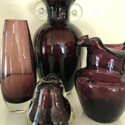 L6: Collection of Purple Vases and Decor