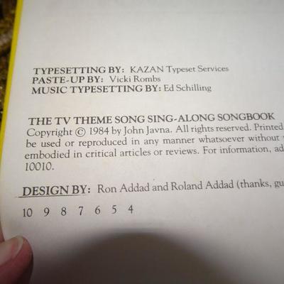 1984 The TV Theme Song Sing Along Song Book 