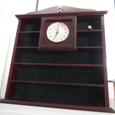 LOT 89  GOLF BALL DISPLAY SHELF WITH CLOCK & NOTE HOLDER