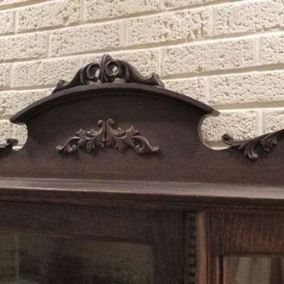 Lot #129  Antique Victorian Curved Glass China Cabinet - great condition