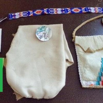 LOT 84  MEDICINE POUCHES & BEADED BAND