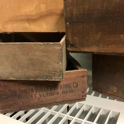 Bunch of very old wood crates and boxes